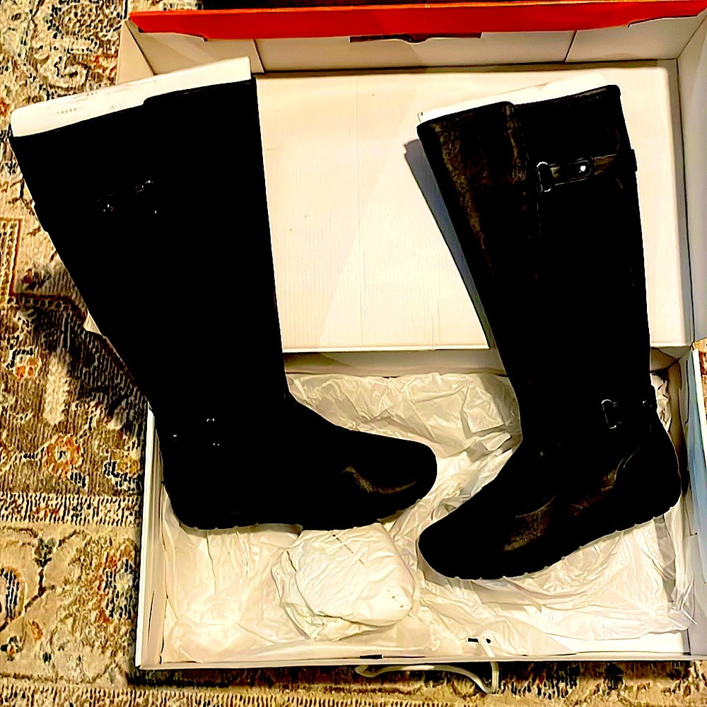 Easy Spirit Womens Chaza Black Calf Suede Tall Knee-High Boots Shoes NWT